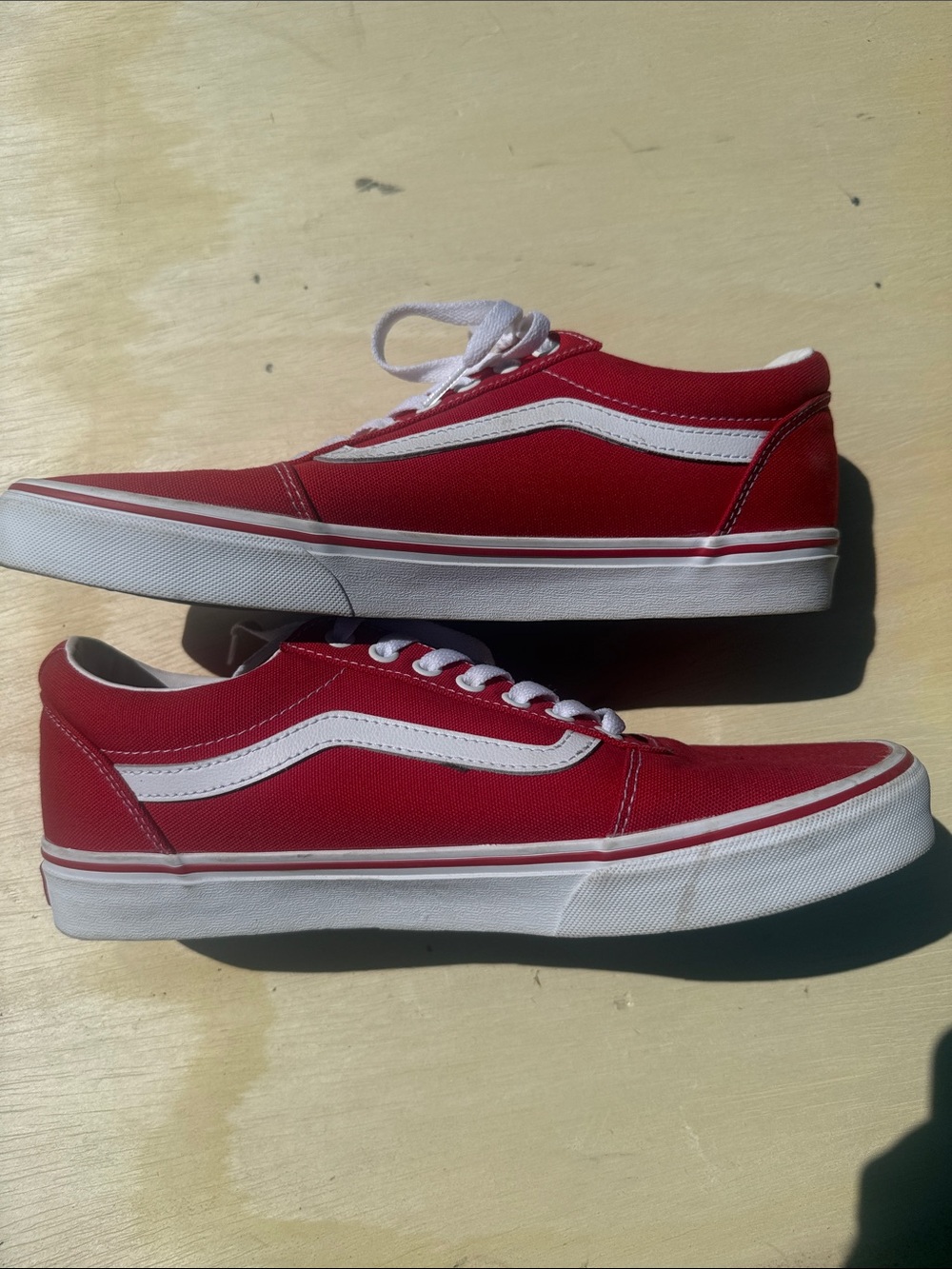 Vans Red and White Old Skool Low-Top Sneakers